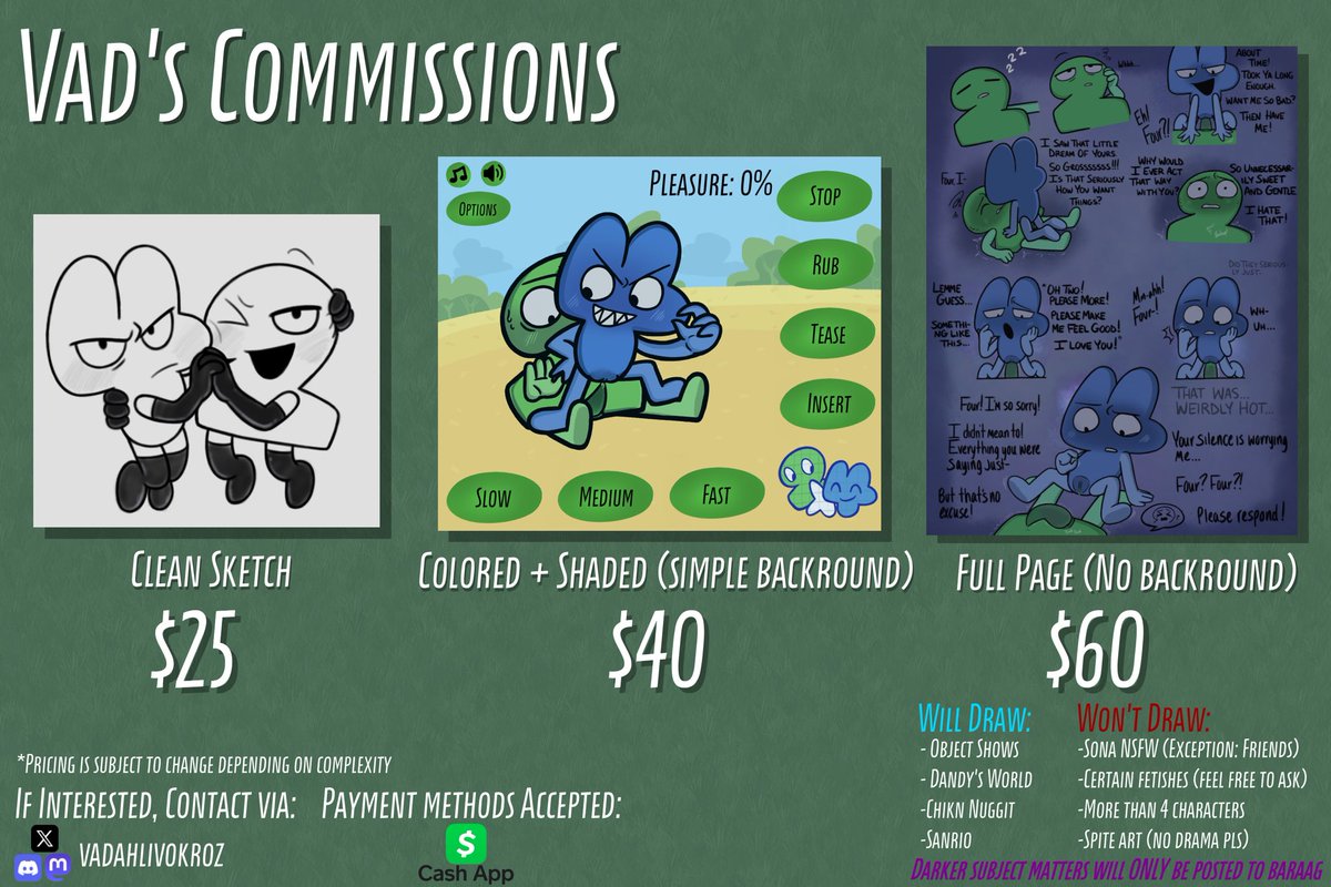 Info sheet! 
Feel free to contact if you have any questions or interest!