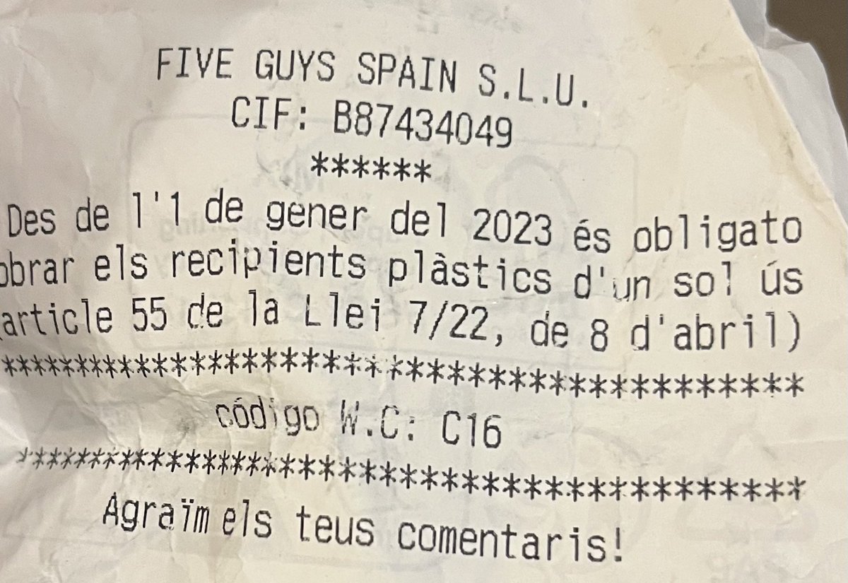 benianlamak's tweet photo. five guys barcelona tuvalet şifresi 16 haberiniz olsun https://t.co/lWA33UAIXI