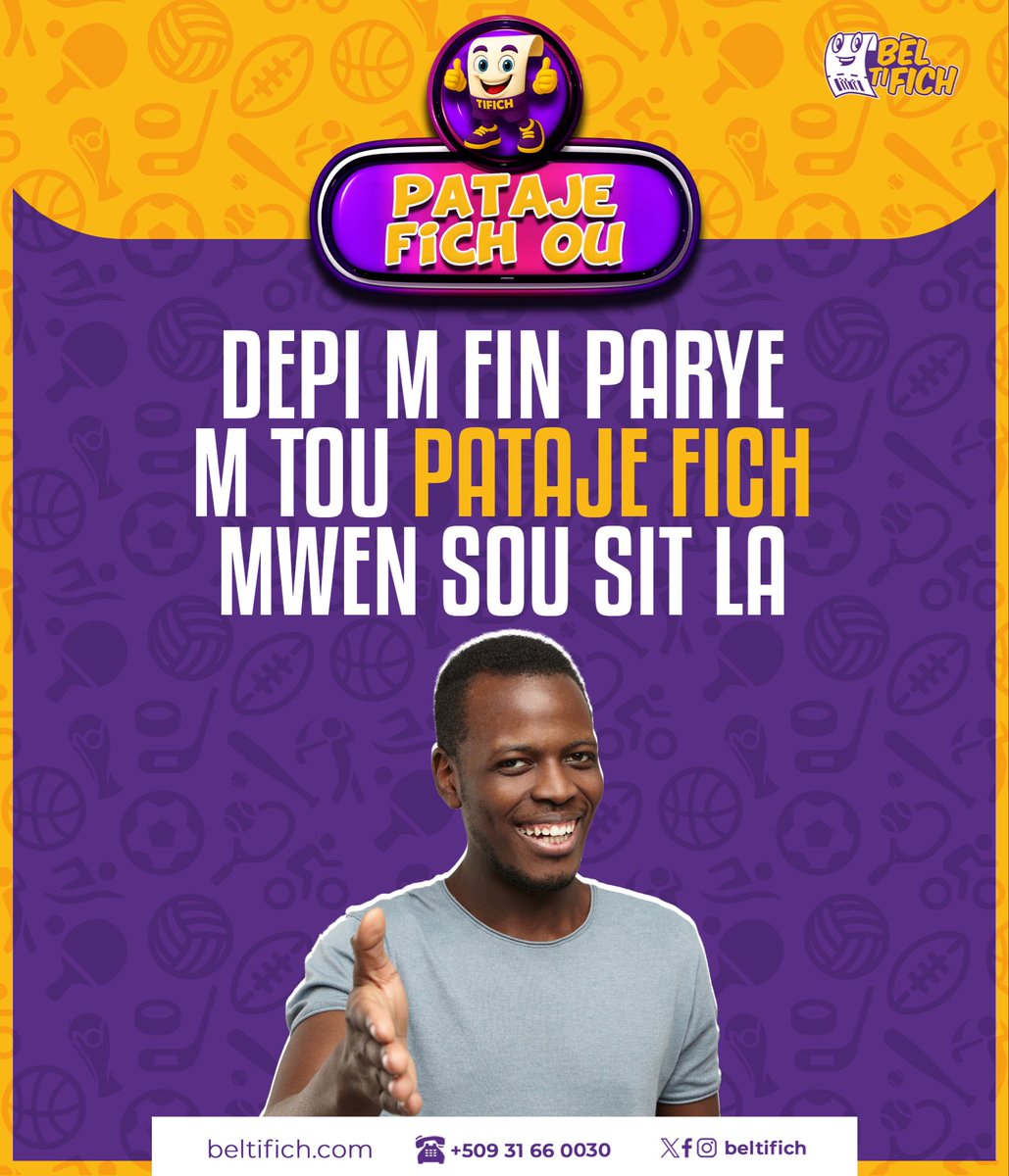 Konsa nou ye nou menm🙌🏾 Plis FICH yo PATAJE plis KÒB ap fèt💵🙌🏾 E nsonje nou jwenn 10% BONIS sou chak DEPO🫵🏾 kouri fè FICH nou💵  #MOVeJON 🟪🟨 #ParyajSaRèd🔥

#fèfichoubèlfèPòchouBèl 💵🇭🇹