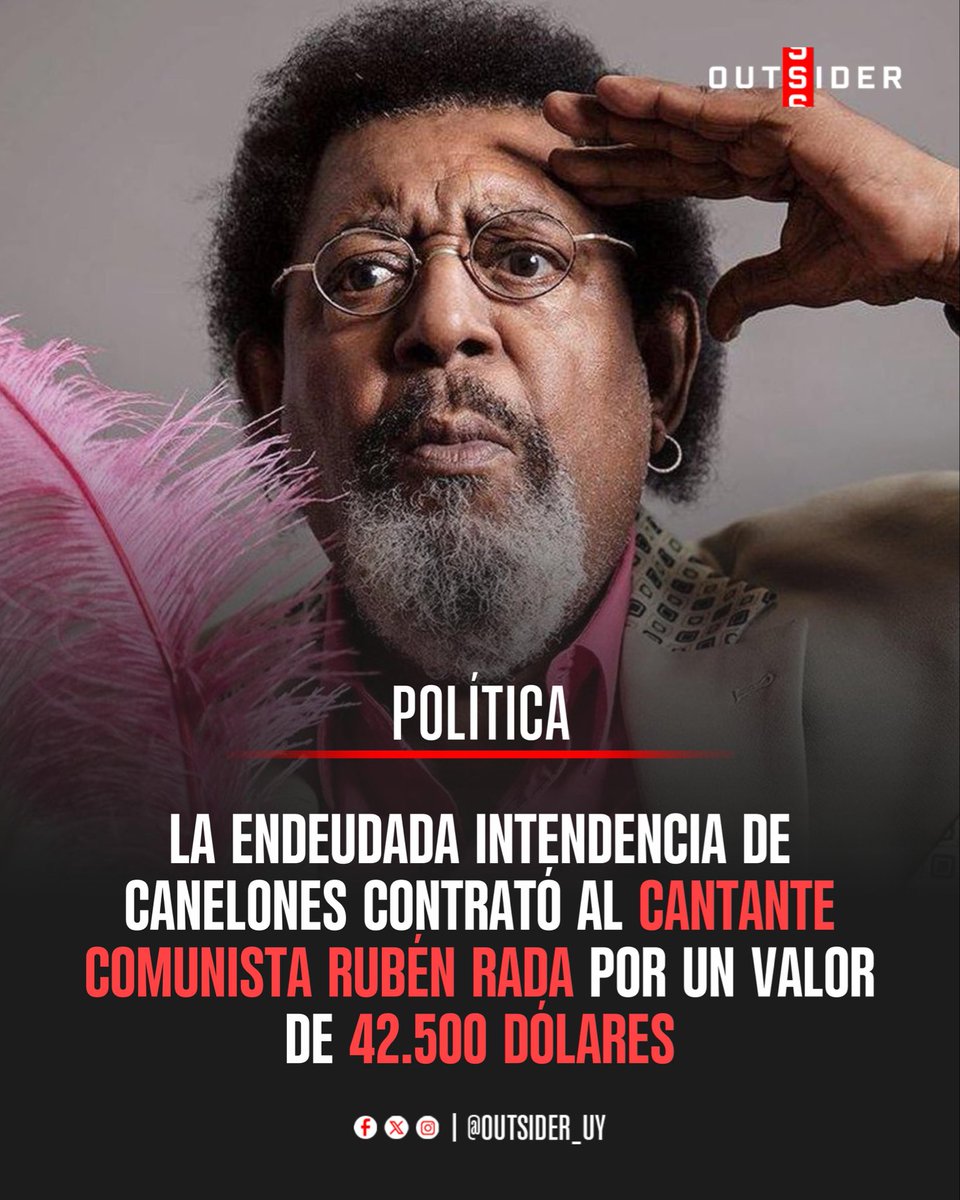 🇺🇾🚨 | LAMENTABLE: La Intendencia de Canelones, en una situación financiera crítica, gobernada por Francisco Legnani, contrató al cantante Rubén Rada por USD 42.500, financiados con dinero público de los contribuyentes canarios.
