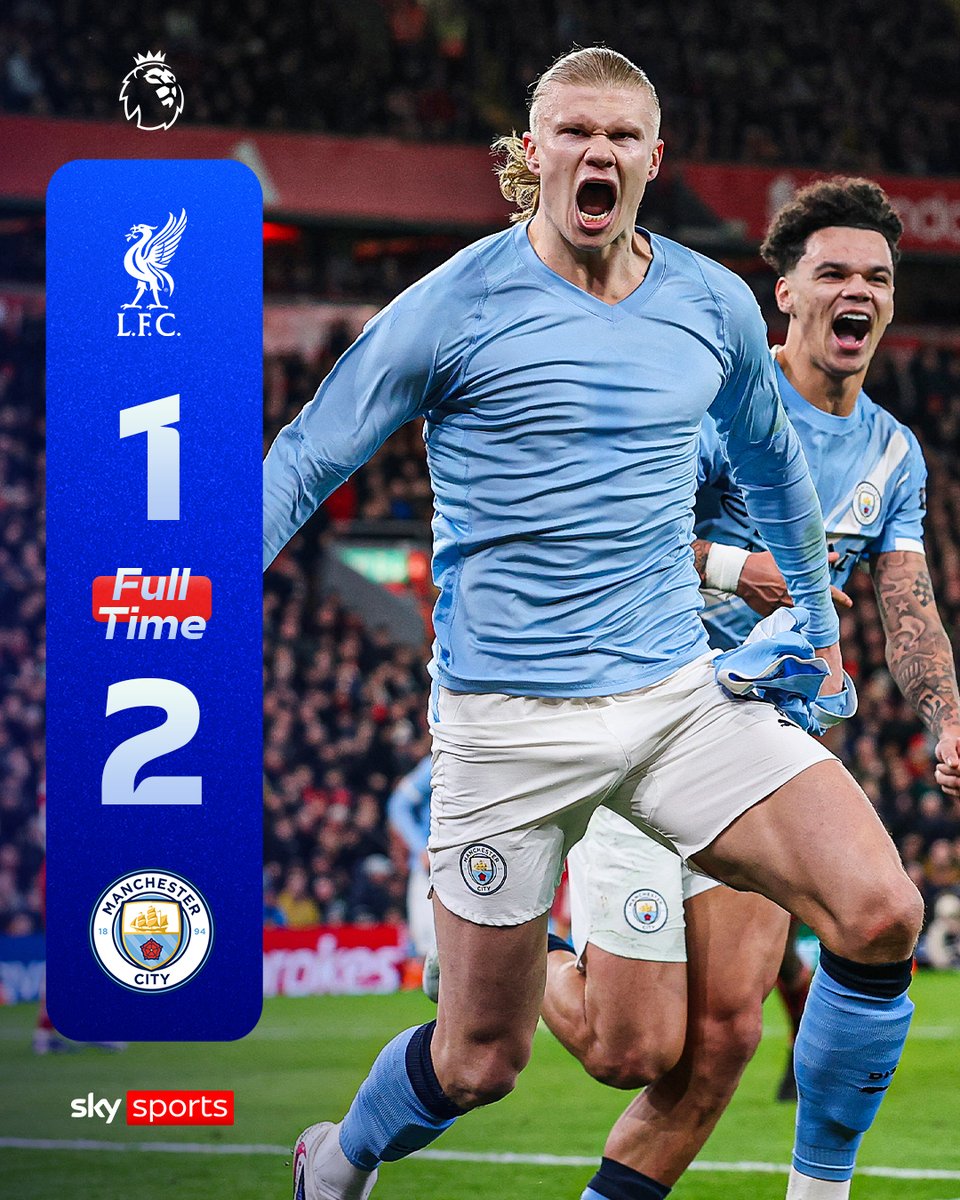 FULL-TIME: After an utterly remarkable game at Anfield, Manchester City are within six points of leaders Arsenal. The title race is well and truly on 😤