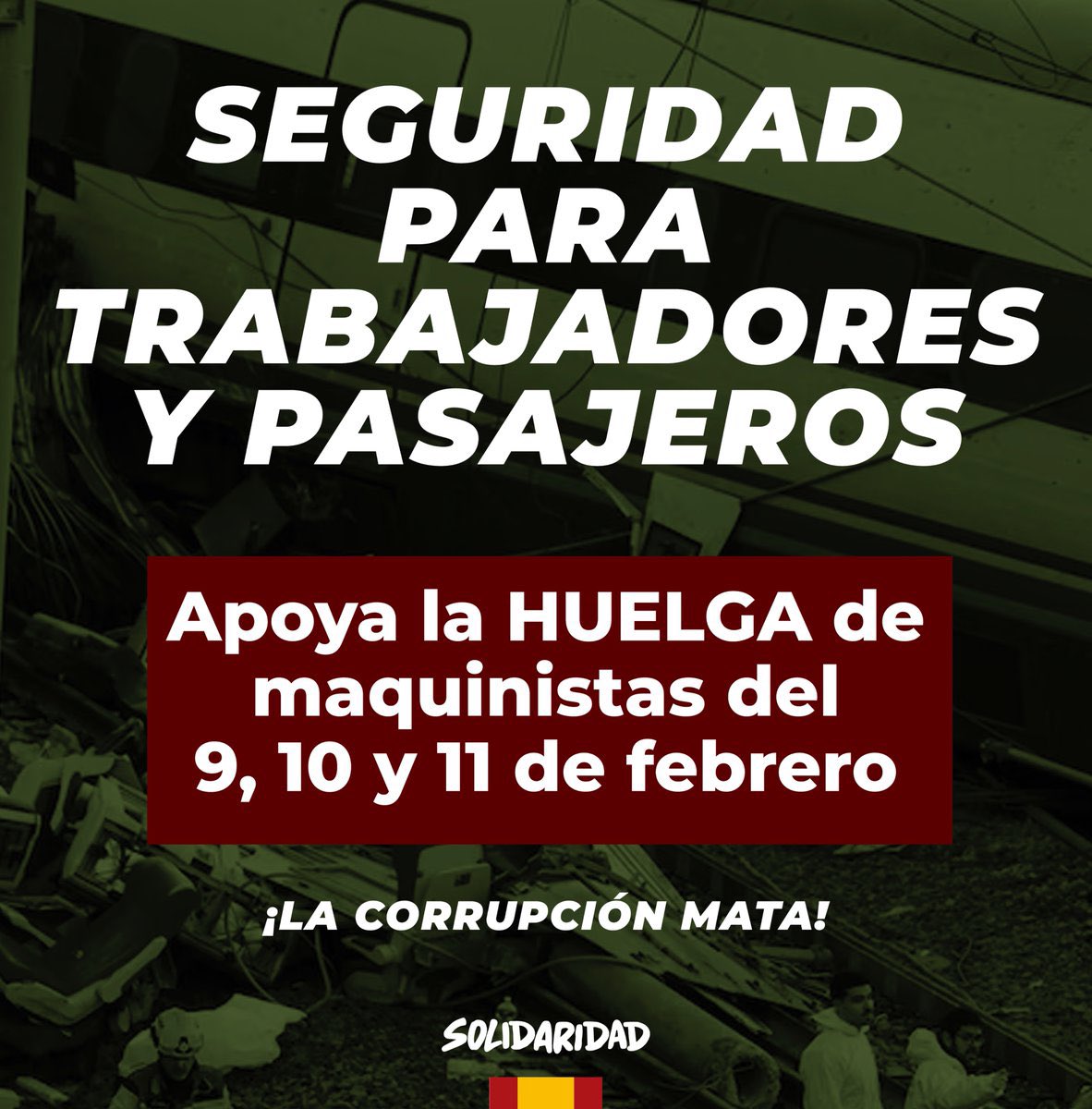 Mañana, a las 12h, en Valencia, apoyo a la concentración de maquinistas en la estación del Norte.

¡Oscar Puente dimisión!
