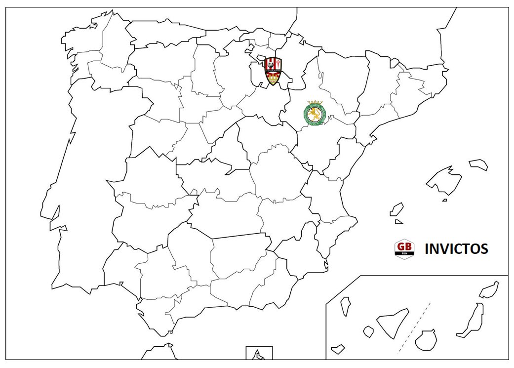 Esto empieza a ser algo de locos.

El <a href="/cdcuarte/">C.D. CUARTE</a> y el filial de la <a href="/UDLogrones/">UD Logroñés</a> son los 2 únicos equipos que no conocen la derrota esta temporada, dentro de las 3 principales categorías nacionales.

Muchísimo mérito estar camino de mediados de febrero y no haber perdido ningún