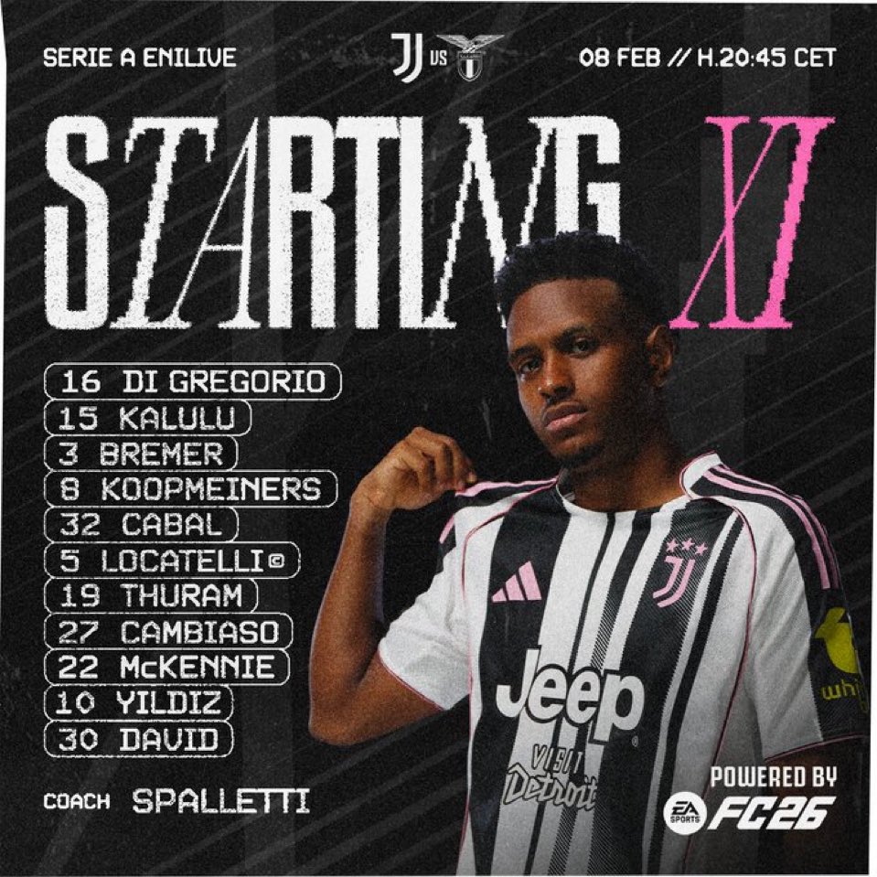 تشكيلة #يوفنتوس الرسمية في مواجهة #لاتسيو في الجولة 24 من منافسات الدوري الإيطالي.

-
-
-

#Juventus
#يوفنتوس