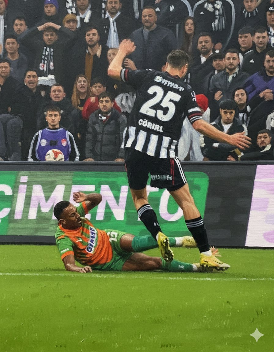 Beşiktaş’ın aynı pozisyonda 2 penaltısı verilmedi.
1- Alanyasporlu oyuncu direkt kramponun altıyla Gokhan’ın bileğine geliyor (+sarı kart.)
2- Geriden gelen diziyle bu sefer sol ayağını dağıtıyor ve oyuna devam etme ihtimali bırakmıyor.
Net penaltı, VAR devreye girmeliydi.