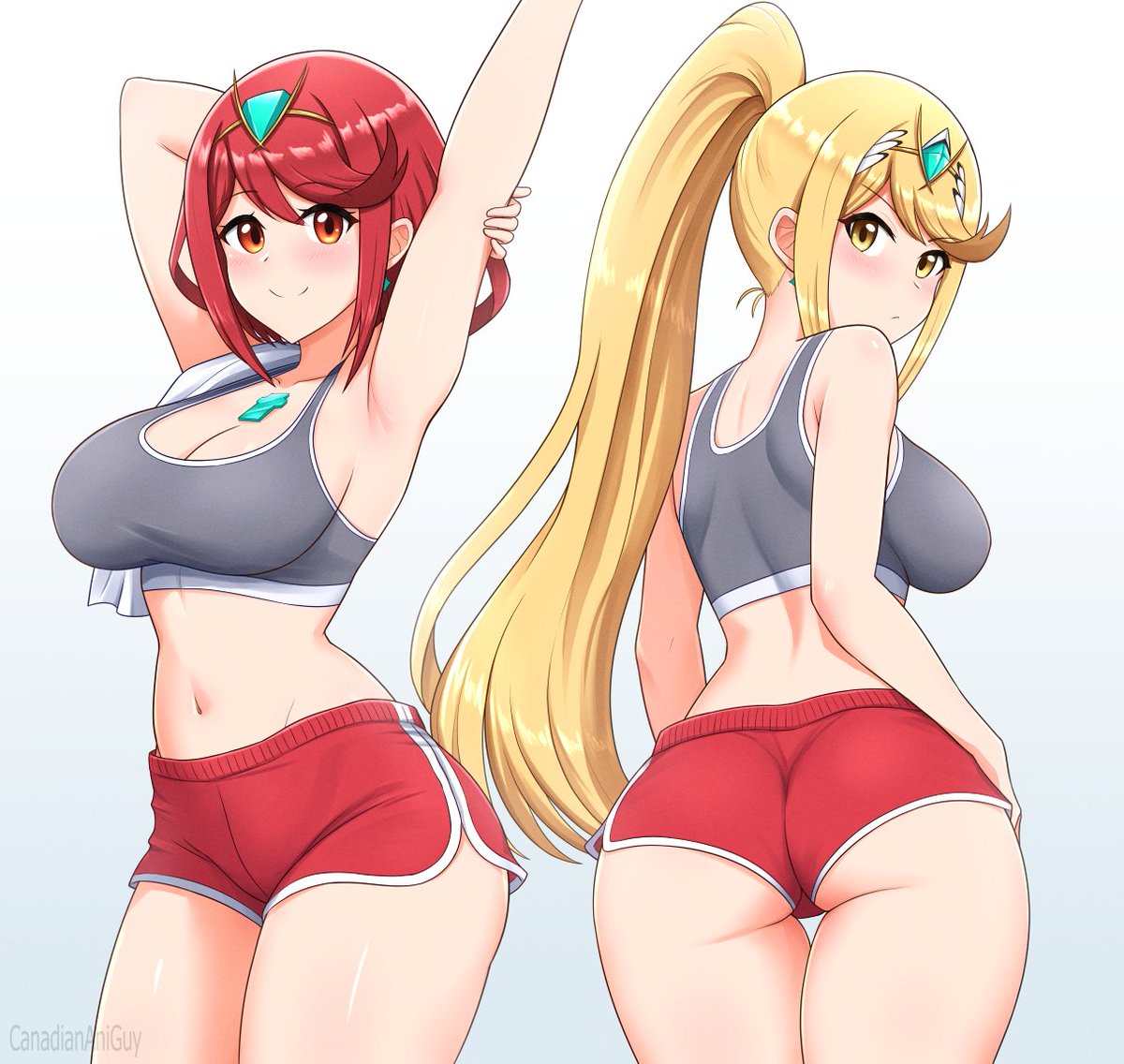 Pyra and Mythra workout clothes - Xenoblade Chronicles 2