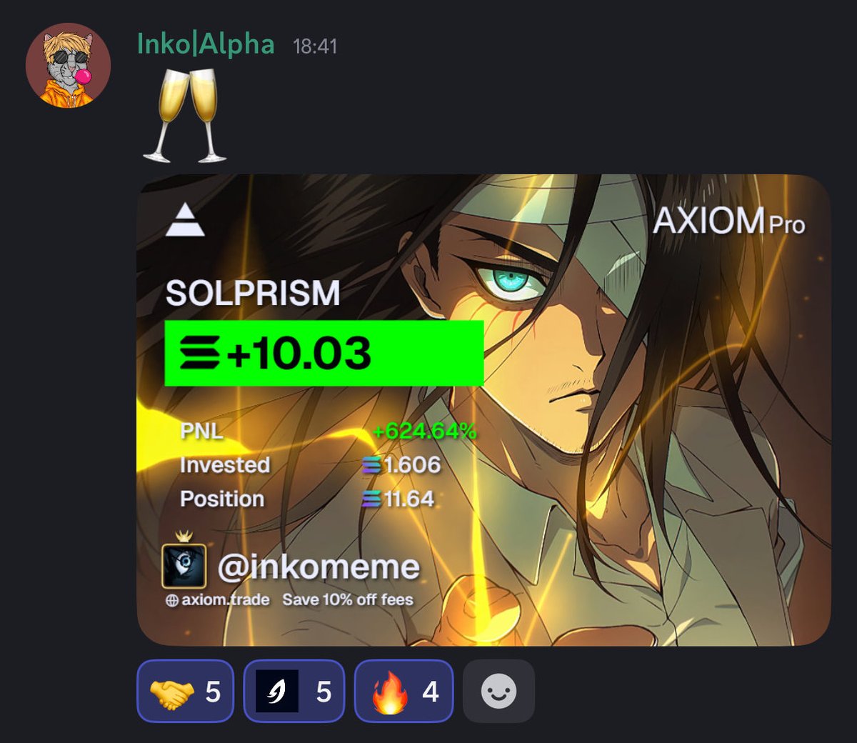 +10 sol for this <a href="/theskelfs/">skelfs</a> soldier thanks to his own call. 

4 days hold. 

That’s what we call conviction. 

$solprism