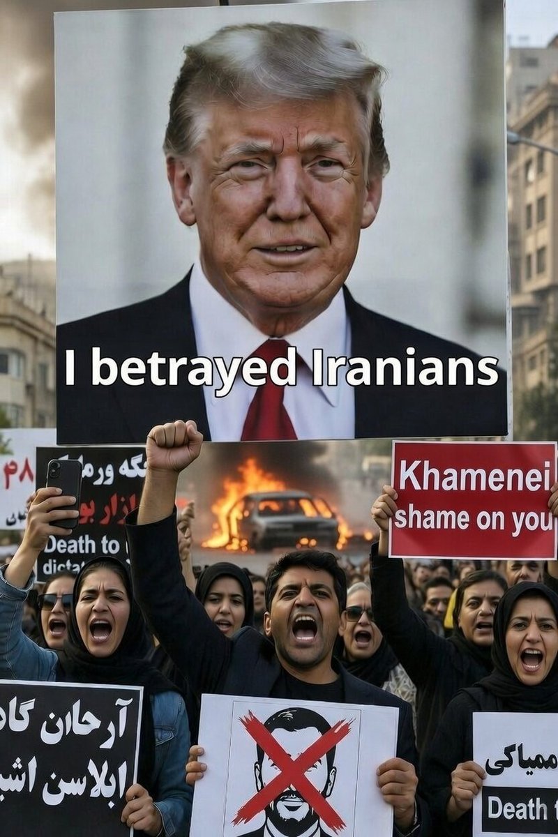 TheRisingStarID's tweet photo. If #Trump negotiates with Iran or signs the nuclear deal, its doomsday for protesters. 
Betrayal of their trust and false promises to keep driving the protests 
#IranRevoIution2026 
#IranMassacre 
#IranProtests2026 https://t.co/IHa8kzv3Mh