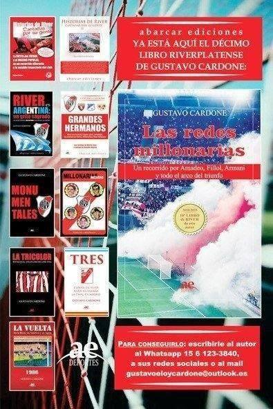 Ya se encuentra disponible:
"LAS REDES MILLONARIAS"⚽️
Y toda la obra, del gran historiador Riverplatense
<a href="/gustavocardone/">gustavo cardone</a> 
Para regalar o coleccionar
Parte fundamental, de la familia de Abarcar 📖
<a href="/abarcaredic/">Abarcar Ediciones</a> 
📚
 #riverplate #futbolargentino #librosderiver #editorial #periodismo