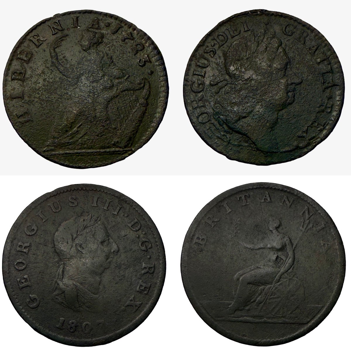 KH05PER's tweet photo. Few nice coins amongst all the buttons and lead today! 1723 George 2nd and 1807 George 3rd don’t normally come out in this condition. #metaldetecting #History #Metaldetectingfinds #minelab #manticore https://t.co/ELZkW0zQPz