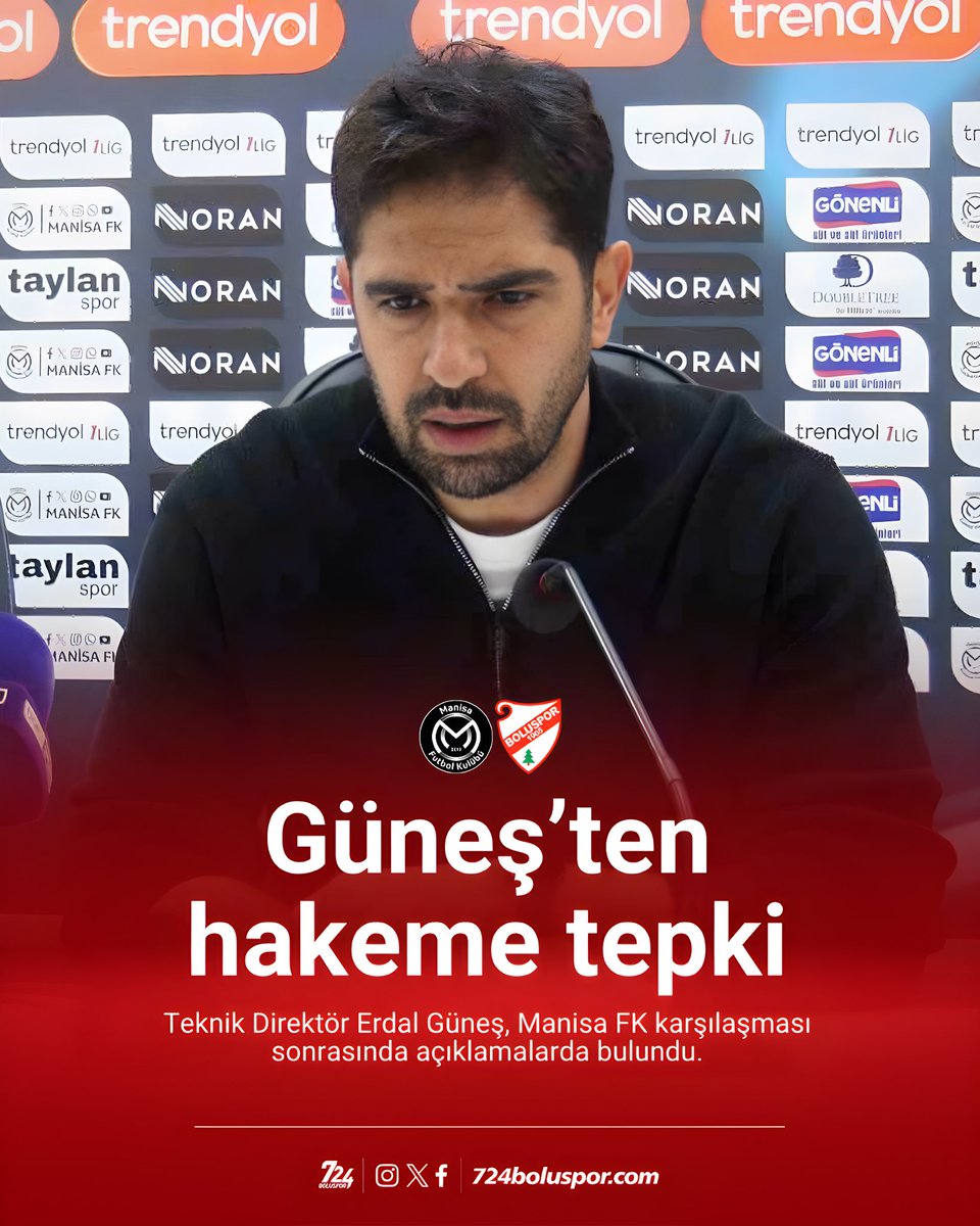 🎙️ Boluspor Teknik Direktörü Erdal Güneş Manisa FK karşılaşması sonrasında hakeme tepki gösterdi.

🗣️ “İnşallah hayatı boyunca …”

🔗 724boluspor.com/gunesten-hakem…