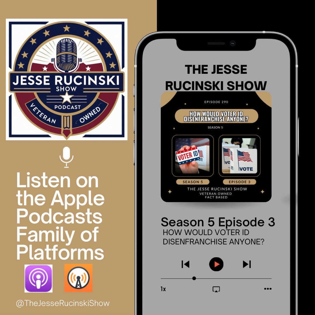 The <a href="/ApplePodcasts/">Apple Podcasts</a> and <a href="/OvercastFM/">Overcast</a> links for the new The <a href="/JRucinskiShow/">The Jesse Rucinski Show</a> episode. Check it out today, subscribe, and share. 

Apple Podcasts: podcasts.apple.com/us/podcast/the…

Overcast: overcast.fm/+AAxFkqLhrwg

#Podcast #Veteran #America #USA #VeteranOwned #Share #VoterID #Truth