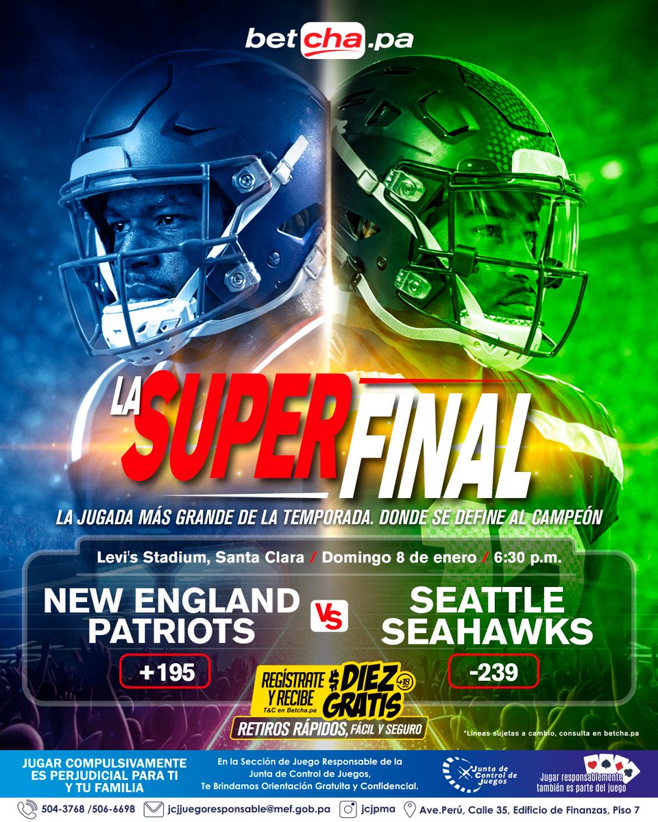 Seattle parte como favorito, ¿A quién le vas hoy? 👀 

La mesa está servida desde YA para la Super Final de 🏈 entre New England y Seattle para revivir aquella rivalidad cuando se vieron las caras en 2015. 

Repasa todas líneas que tenemos para ti de cara a este MAGNO EVENTO.