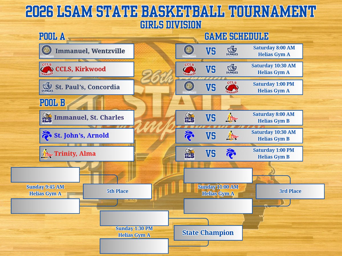 ❗️🏀 26th Annual LSAM Basketball Tournament Schedule has been released We can’t wait to see everyone in Jeff City in under two weeks!