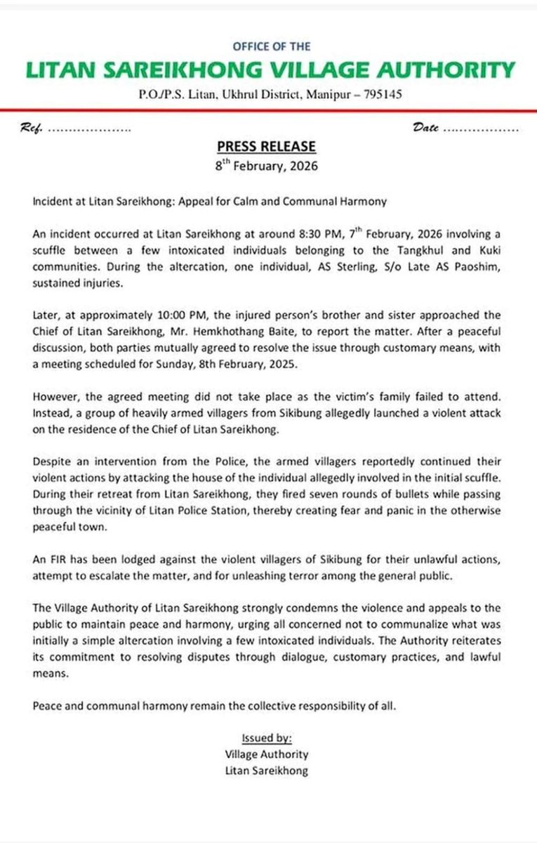 KipsKuki's tweet photo. #Manipur #Update
After using drunkards as an excuse to create problems at Litan Sareikhong on 07.02.2025 the Tangkhuls have now started burning Kuki houses.
The hands of secessionist NSCN-IM is suspected to be behind this.
There is still time to not let things out of hand. @adgpi https://t.co/ANlsEkxaxj