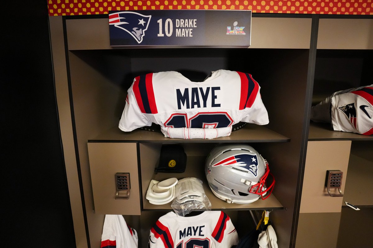 NFL's tweet image. Drake "Drake Maye" Maye 

Super Bowl LX – 6:30pm ET on NBC
Stream on @NFLPlus + Peacock