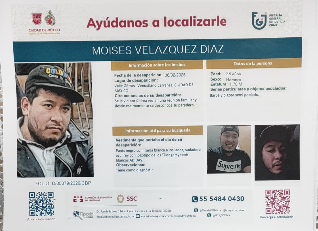 AlertaNeza's tweet image. 🔍#AlertaDeBúsqueda | Solicitamos tu apoyo para localizar a #Moises Velázquez Diaz.  

Cualquier información relacionada con su paradero, por favor comunícate al 55 5484 0430.