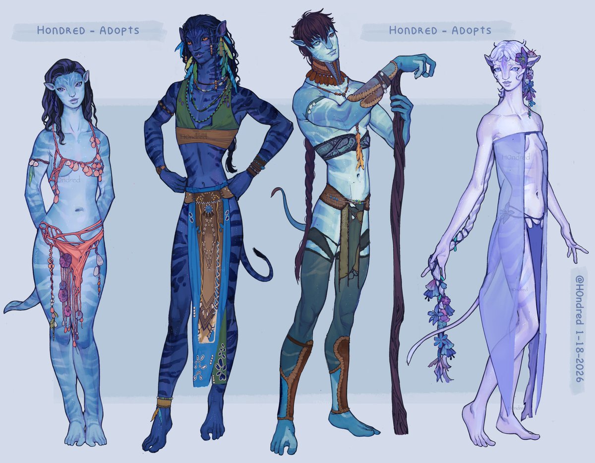 Some #avatar #Adopts I've wrapped up. All Claimed! 
Started a few months ago but was so busy to finish sooner. 
I'll be doing some more as I wrap up comms 😈✍️
-
#afaa #atwow #avatardesign #navi #avataroc #navioc