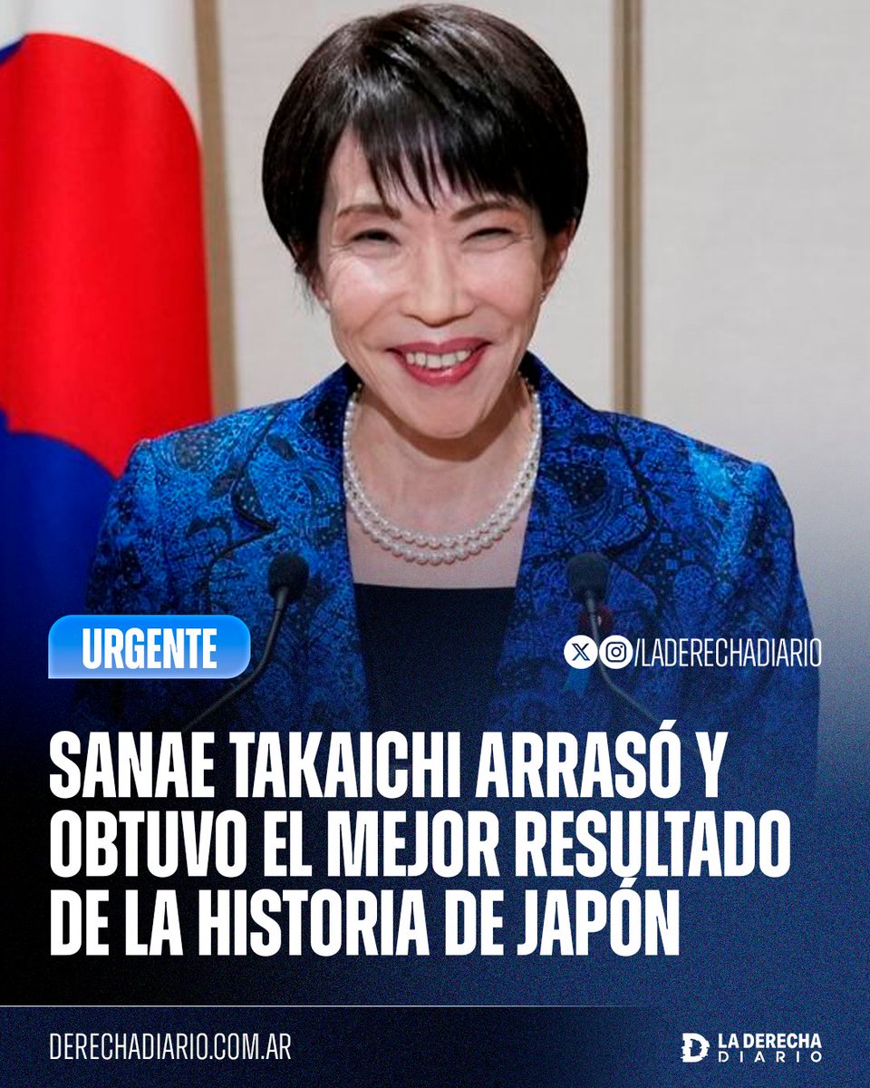 🚨🇯🇵 | LA DERECHA AVANZA EN TODO EL MUNDO: La primera ministra Sanae Takaichi arrasó en las elecciones y obtuvo el mejor resultado de la historia de Japón, alcanzando la supermayoría (dos tercios de la Cámara de Representantes) con 316 parlamentarios del PLD, blindando su mandato