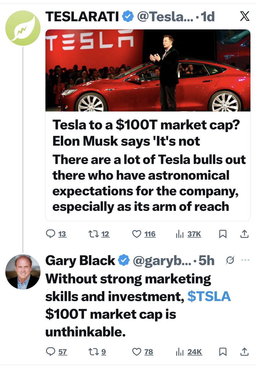ramz_atx's tweet image. He’s not saying Tesla can’t be $100T - he’s saying the world may not yet know how to let a company like that exist

Soon the world WILL know

Slowly at first, then all at once

#LongAF $TSLA
