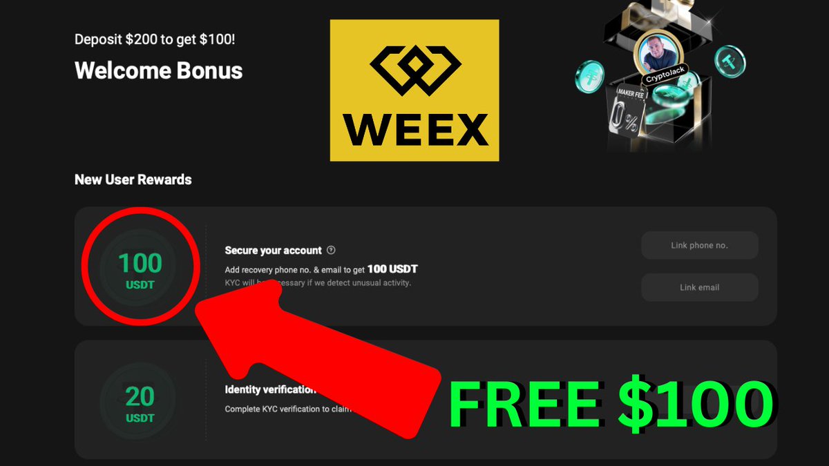 🔥🔥Free $100 for new user. 

Don’t worry! ✋ There’s $WXT 🚀

✅ Sign up on WEEX EXCHANGE

🎁 Register with this referral code 686yl to claim a $100 new user gift!

🔑 Code: 686yl
🔗 Link: weex.com/register?vipCo…

#Crypto #WXT #WEEX