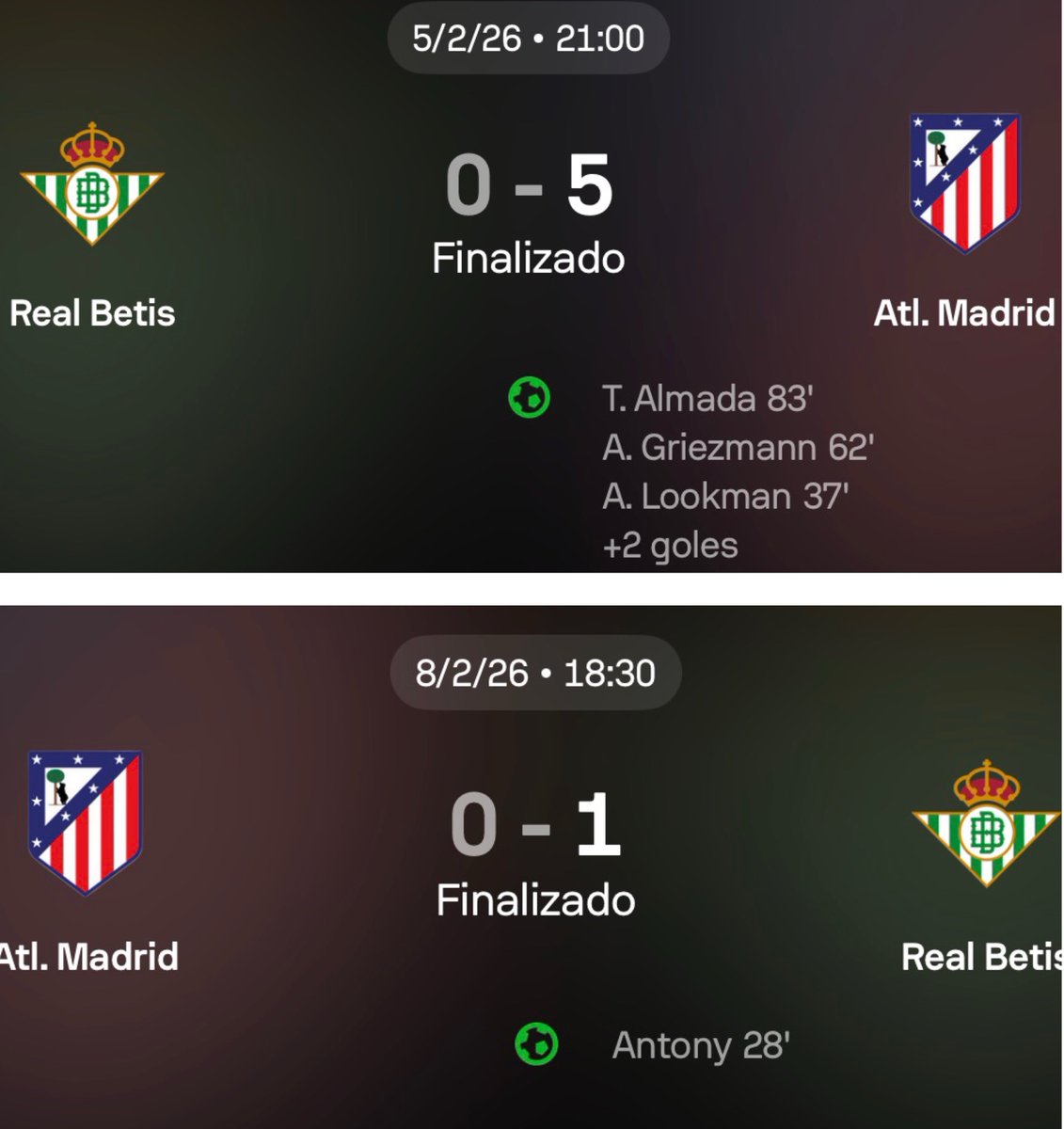 3 días de diferencia.

Simplemente Real Betis.