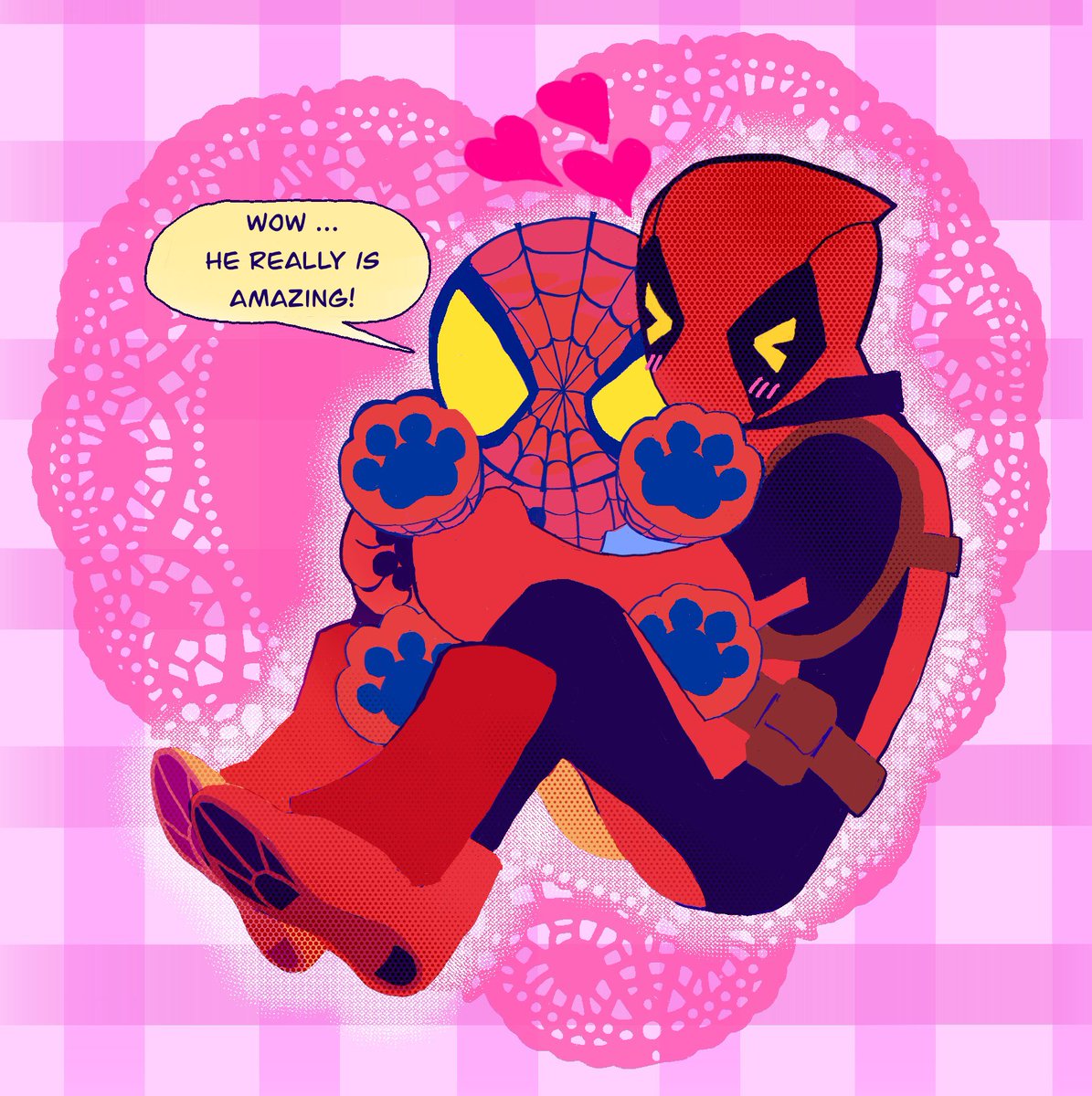 A giant Valentine’s teddy… #spideypool