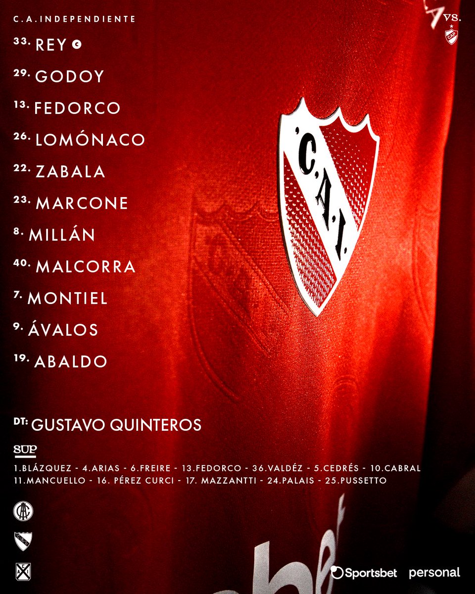 #Independiente Equipo confirmado para enfrentar a #Platense desde las 17hs en Vicente López 👇🏽