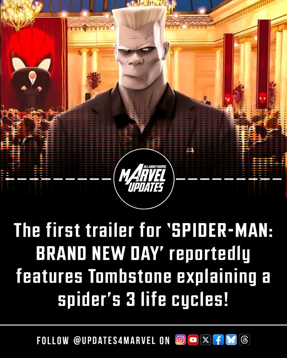 Updates4Marvel's tweet image. The first trailer for Spider-Man: Brand New Day reportedly includes a moment where Tombstone explains a spider’s three life cycles.

#SpiderManBrandNewDay #Tombstone #MCU #MarvelStudios