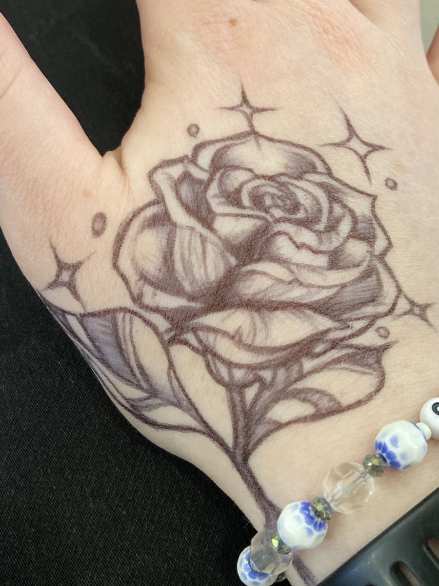 Doodling on my hand to pass the time