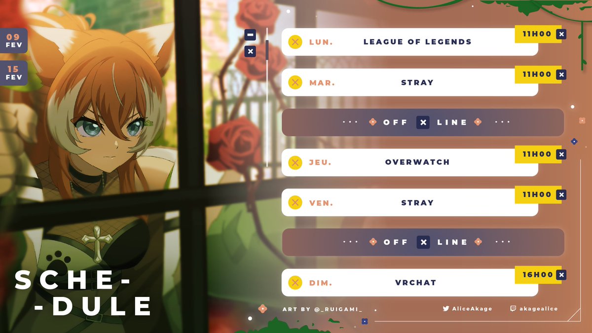 Le planning #SupportedByWindows11VraimentBienInstalléSurUnVraiSSD (fml) 😩😩

IM BACK LE PC EST BACK L'IPHONE EST BACK TOUT EST BACK ON EST BACK AAAAAAAAAA  🔥🔥🔥

📍twitch.tv/akagealice