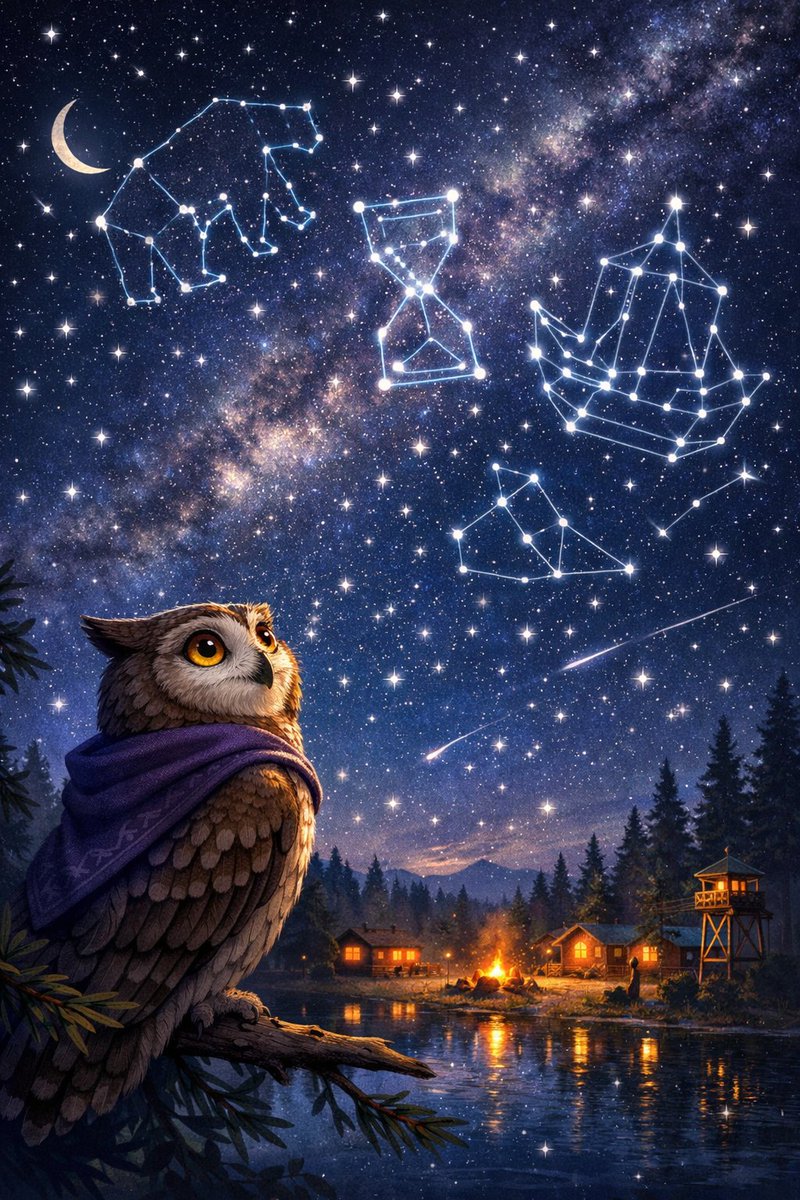 🦉 When Vera looks at the stars, they see quiet constellations shifting slowly, mapping seasons, stories, and time itself across the sky, glowing patiently above Camp Haven at night.

<a href="/DataHaven_xyz/">DataHaven 🫎</a>