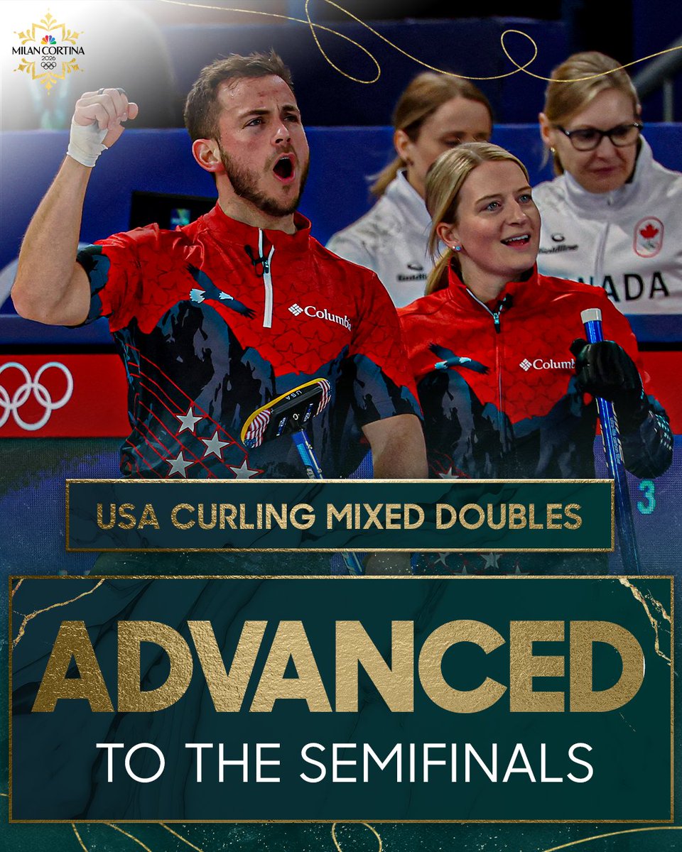 NBCOlympics's tweet image. For the first time in American history, Team USA is heading to the Mixed Doubles curling PLAYOFFS at the #WinterOlympics! 🥌