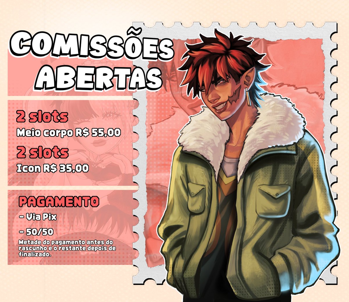 roryland_art's tweet photo. COMISSÕES ABERTAS!
𝘝𝘢𝘨𝘢𝘴 𝘭𝘪𝘮𝘪𝘵𝘢𝘥𝘢𝘴 𝘱𝘢𝘳𝘢 𝘧𝘦𝘷𝘦𝘳𝘦𝘪𝘳𝘰

—  ˙.  Tenho 𝟰 𝘀𝗹𝗼𝘁𝘀 disponíveis neste mês. 
Garanta o seu antes que fechem! 

꒰ 💳 ꒱  Pagamento via 𝗣𝗶𝘅
꒰ ✉️ ꒱  𝗗𝗠 para mais informações https://t.co/yxv1HMQcPn