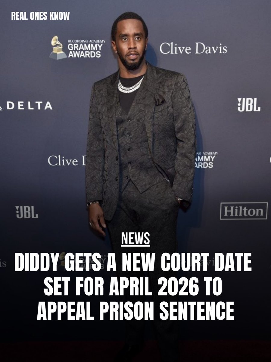 RealOnesKnow_'s tweet photo. Sean "Diddy" Combs has a fast-tracked appeal hearing scheduled for April 9, 2026, where his legal team will argue to overturn his conviction and 50-month sentence for transportation to engage in prostitution.

#Diddy #RealOnesKnow https://t.co/estGZwn2Q5