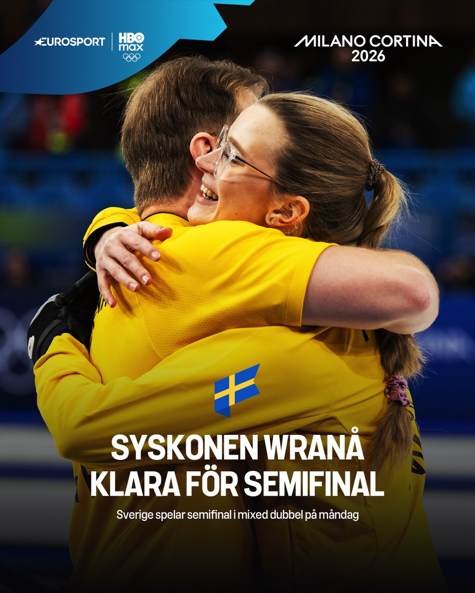 sportshbomaxse's tweet photo. SEMIFINAL för syskonen Wranå! 🤩🇸🇪
 
Sverige förlorade matchen mot USA, men tack vare Norges seger mot Schweiz står det klart att Sverige spelar semifinal i mixed dubbel på måndag.

📲 Streama hela OS i Milano Cortina 2026 på HBO Max och se det bästa på Eurosport 1. https://t.co/gICwwaQnD8