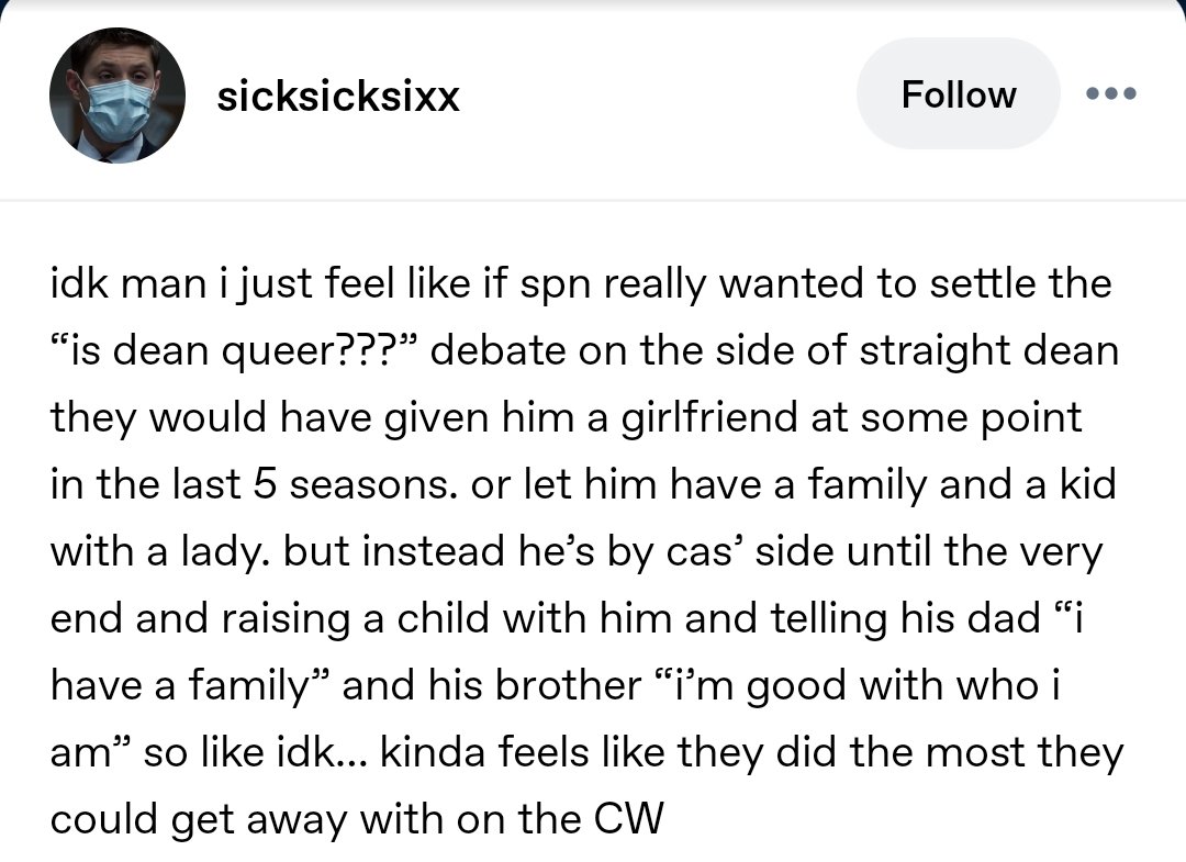 dxccanon's tweet photo. they could have easily beat the allegations but they chose not.. I will always believe dean is bi https://t.co/fyziEIQymQ