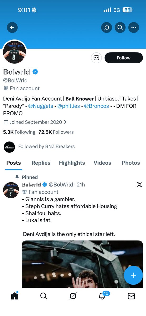 18bretty's tweet photo. @NZBreakers what the fuck are you doing following a Deni Avdija fan account? https://t.co/KQb2plOptc