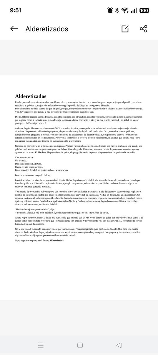 <a href="/D_alderete12/">Don Diego Alderete</a> regresó a casa #Bintaufa  <a href="/BasquetMenorca/">Hestia Menorca</a> y fue épico 👏👏👏👏👏.
Publicado en <a href="/esdiarimenorca/">menorca.info</a> 7/2/26.