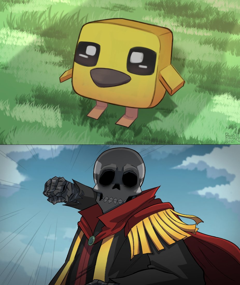 BenjaDraws_'s tweet image. Según la ciencia así se ve el POV de un animal recién nacido desde recientes actualizaciones de Minecraft🥰🐣 #elrichmcfanart