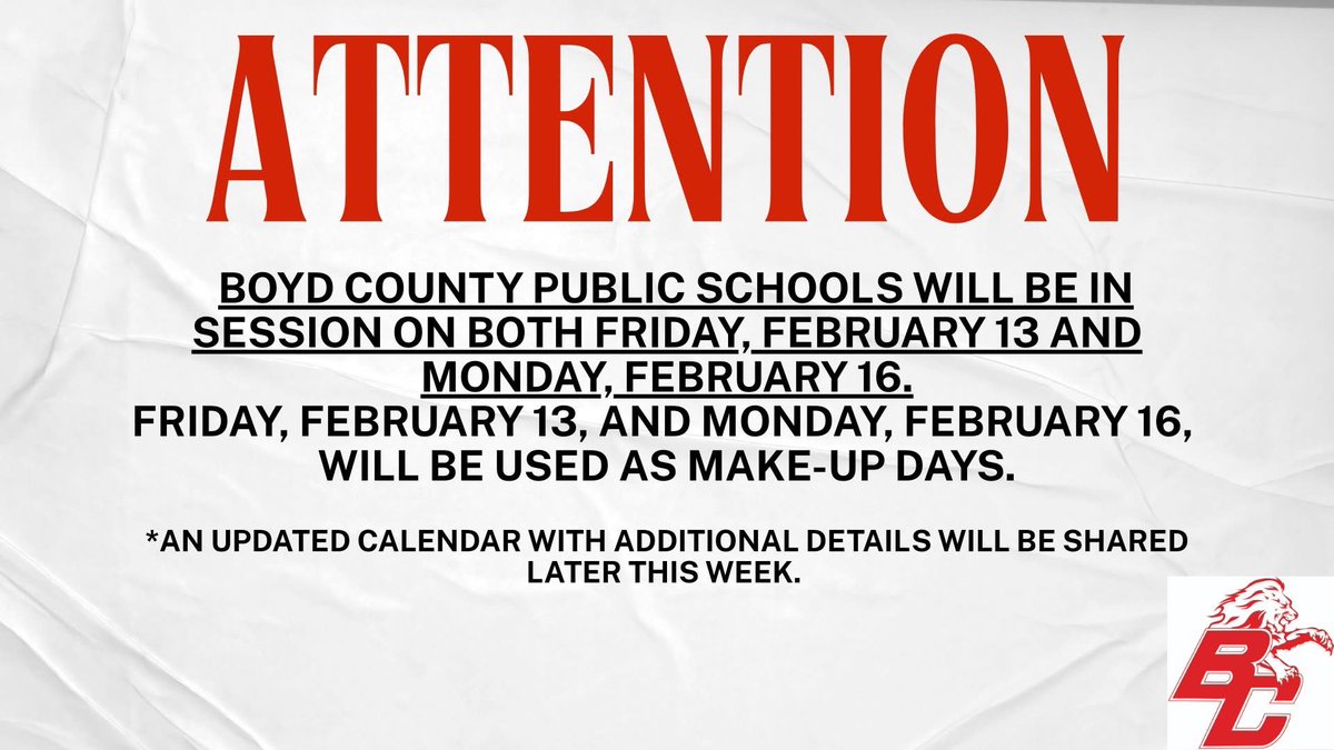 School is in session on Feb13 and Feb16. This is a change to the organizational BC school calendar.