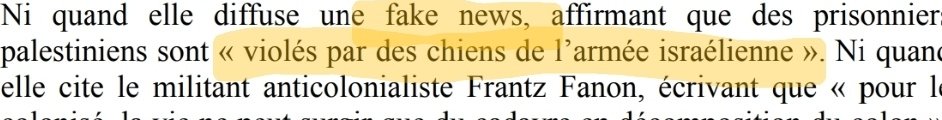 Les menteurs professionnels Belaïch/Pérou qualifiaient les crimes israéliens de fake news, pour plaire à la médiabourgeoisie néconservatrice en agressant <a href="/RimaHas/">Rima Hassan</a>.

Le torchon "La Meute" leur a valu une tournée TV et, évidemment, du fric. Mais ces gens font profession de honte.