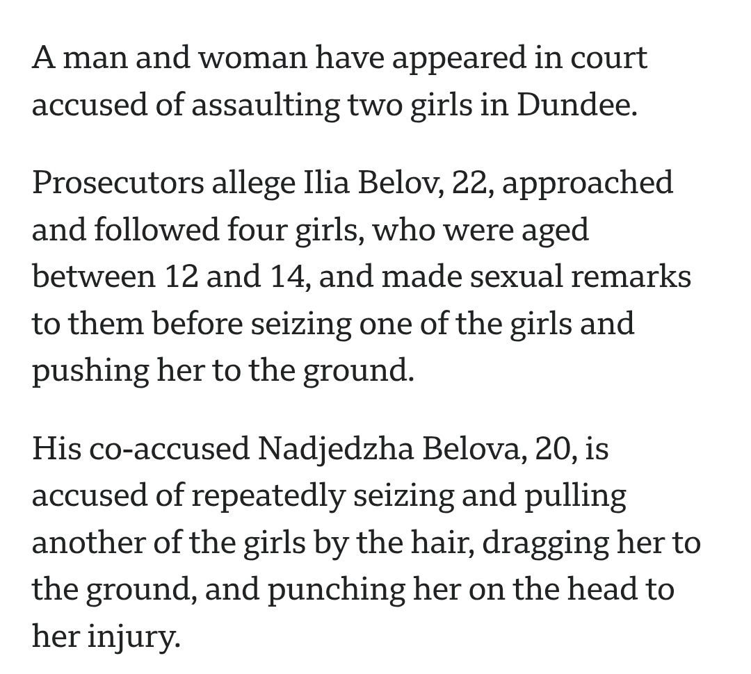 TheLaurenChen's tweet image. Remember the Scottish girl who went viral for brandishing a knife and axe against a migrant who was filming her?

It turns out the two gypsies involved are in fact being charged with sexual harassment and assault after following the group of girls, who were aged 12-14