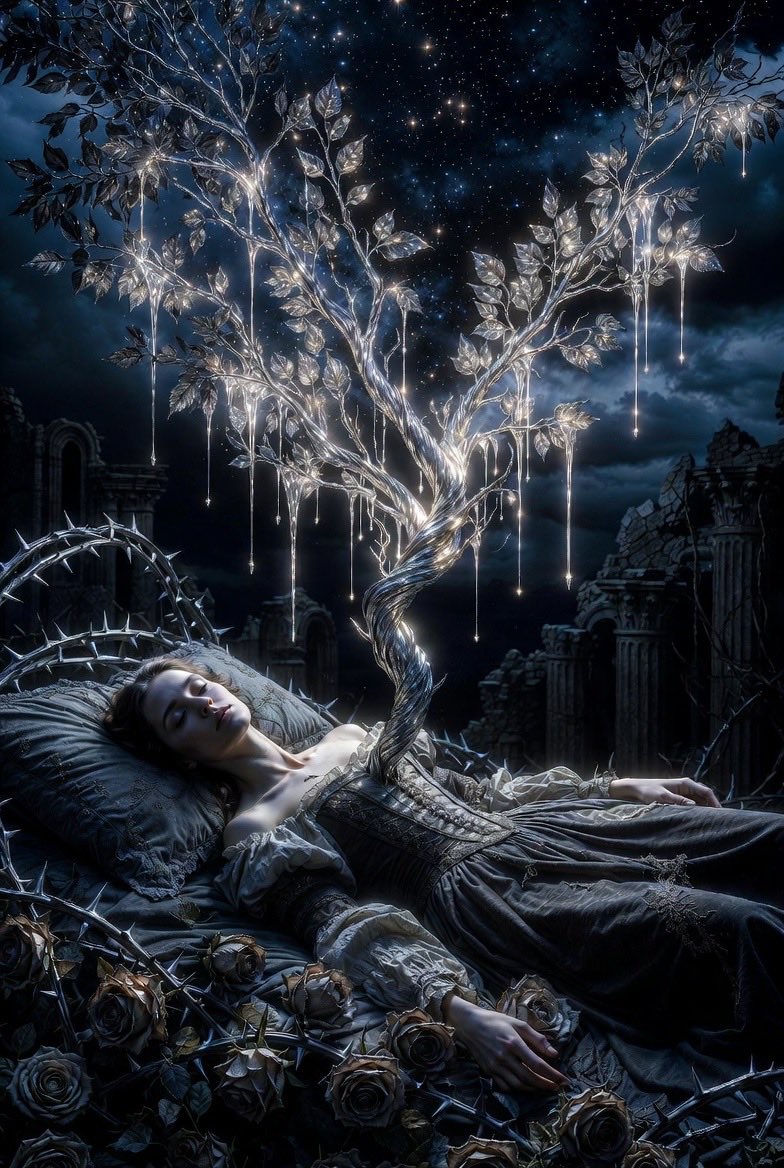 #Aiart️ #darkart #Wallpapers 
🌳✨👸🏻💫🥀