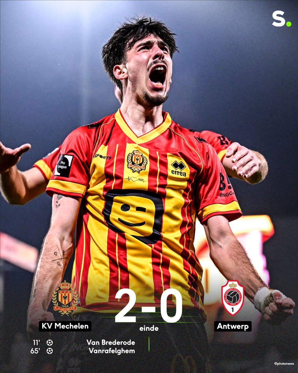 sporza's tweet photo. Stabiel KV Mechelen zet flauw Antwerp opzij en doet met eerste zege in bijna twee maanden uitstekende zaak! #JPL #KVMANT #voetbal
https://t.co/C8trBpPEpu https://t.co/jNDW7PQcmX