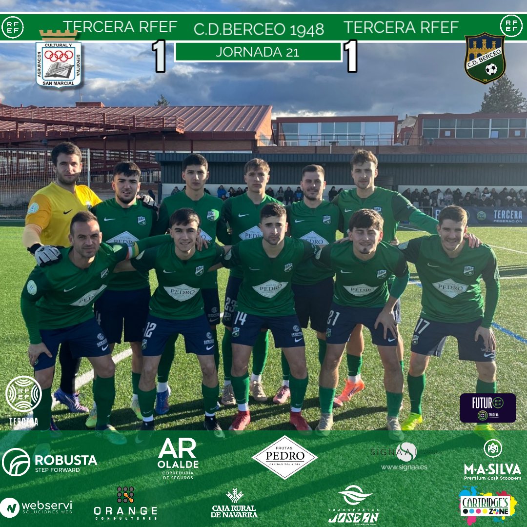 🏆3ªRFEF🏆
<a href="/cdsanmarcial/">CD San Marcial</a> 1
<a href="/cdberceo/">Club Deportivo Berceo</a> 1

Mal partido pese a ello no hemos concedido ocasiones y el gol vino en un córner que tuvimos que empatar en los últimos minutos .

💚💙💚💙