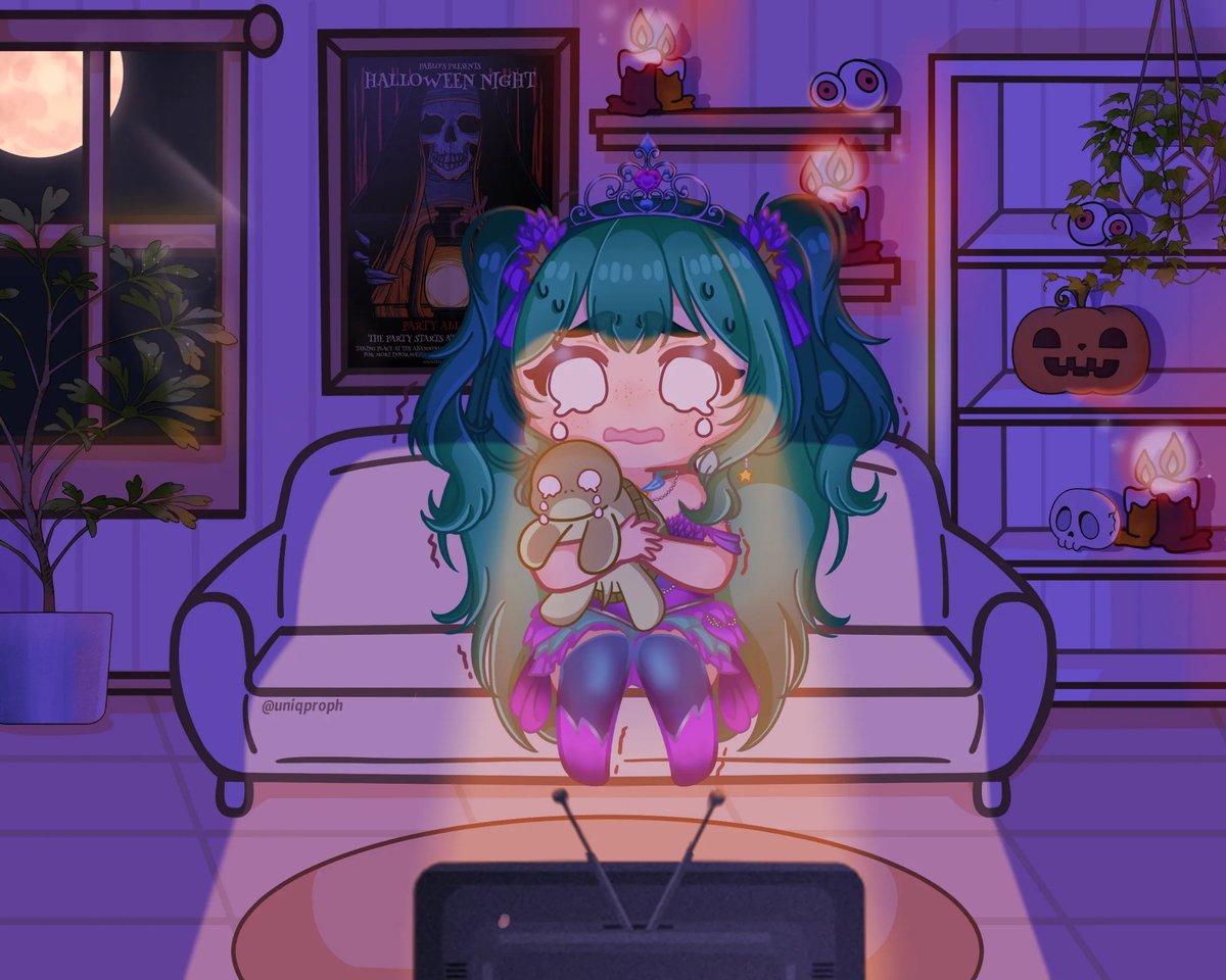magicalhasuvt's tweet photo. I've been thinking of doing a "sleepover" stream where I play spooky games all night. 

do you think it would be fun? https://t.co/WuUAzFEVGj