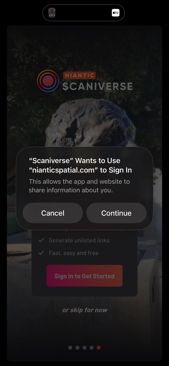 gazzini's tweet photo. @neilsuperduper Cool -- I was going to ask who made it + why, but this was the login prompt... Is it the Pokémon Go company taking another swing at a geo+social+AR use case? https://t.co/LTUQtzmhqS