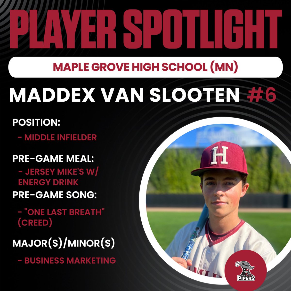 PiperBaseball's tweet photo. 6️⃣ DAYS Until Game Day
Swipe to learn more about 2029 Grad, Maddex Van Slooten! (#6)
📍Maple Grove, MN
#GoPipers #CountdownToGameDay https://t.co/V99Iy1LnaJ