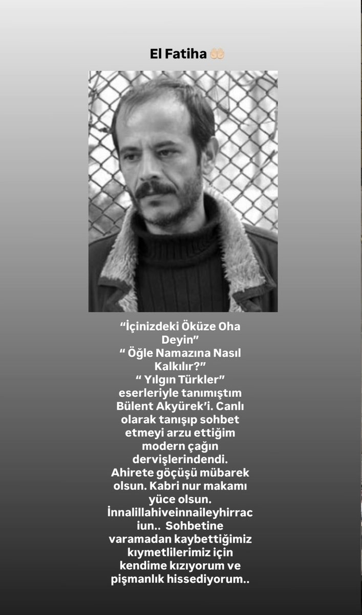 İnnalillahiveinnaileyhirraciun 
#buelentakyuerek 

Kabrin nur olsun 🤲🏻😔